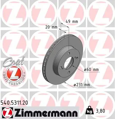 ZIMMERMANN 540531120 Тормозной диск