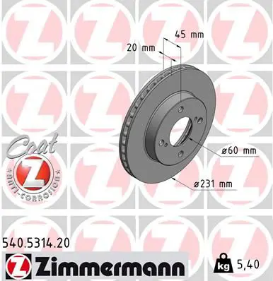 ZIMMERMANN 540531420 Тормозной диск