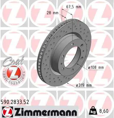 ZIMMERMANN 590283352 Диск тормозной