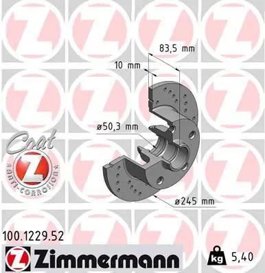 ZIMMERMANN 100122952 Тормозной диск