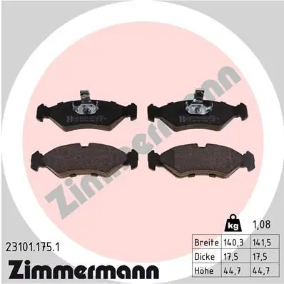 ZIMMERMANN 231011751 Комплект тормозных колодок