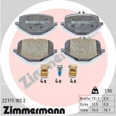 ZIMMERMANN 227171802 КОЛОДКИ ТОРМОЗНЫЕ ЗАД.