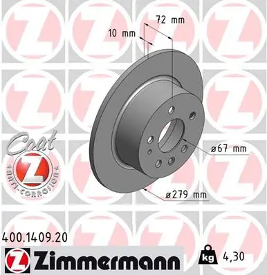 ZIMMERMANN 400140920 Тормозной диск