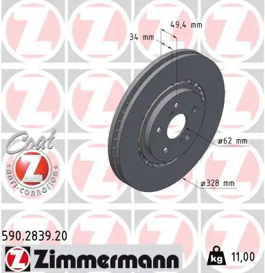 ZIMMERMANN 590283920 Диск тормозной