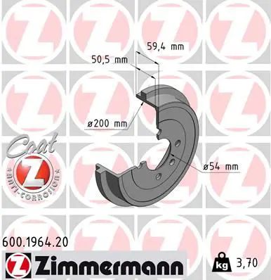 ZIMMERMANN 600196420 Тормозный барабан