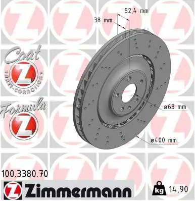 ZIMMERMANN 100338070 Тормозной диск