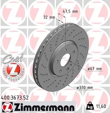 ZIMMERMANN 400367352 ДИСК ТОРМ MER C208/W210/R170