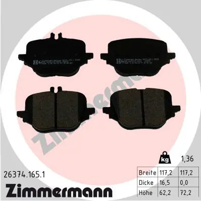 ZIMMERMANN 263741651 Колодки тормозные дисковые
