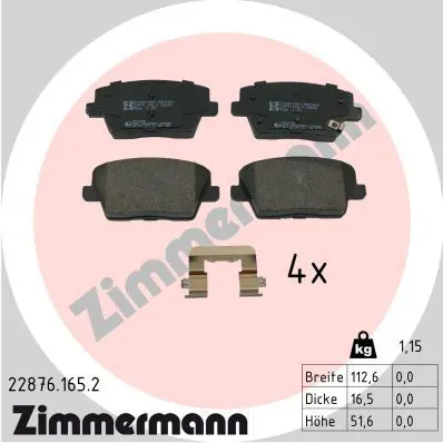 ZIMMERMANN 228761652 Комплект тормозных колодок,