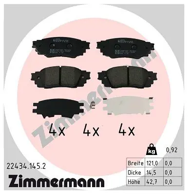 ZIMMERMANN 224341452 Комплект тормозных колодок,
