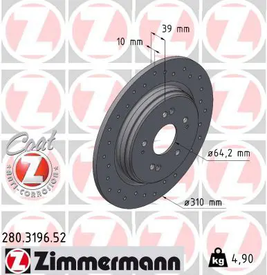 ZIMMERMANN 280319652 Тормозной диск