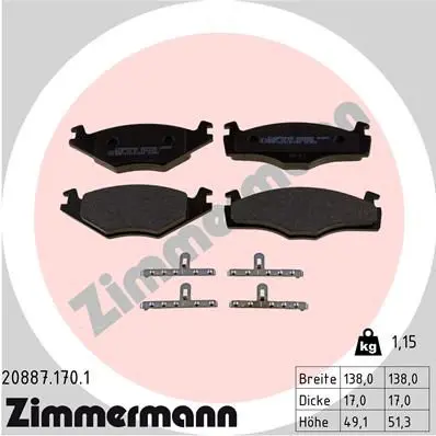 ZIMMERMANN 208871701 Комплект тормозных колодок