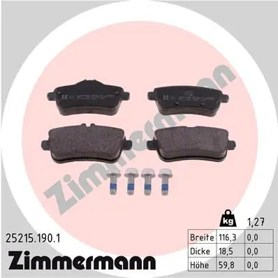 Zimmermann 252151901 Колодки торм.зад. mb ml (w166)