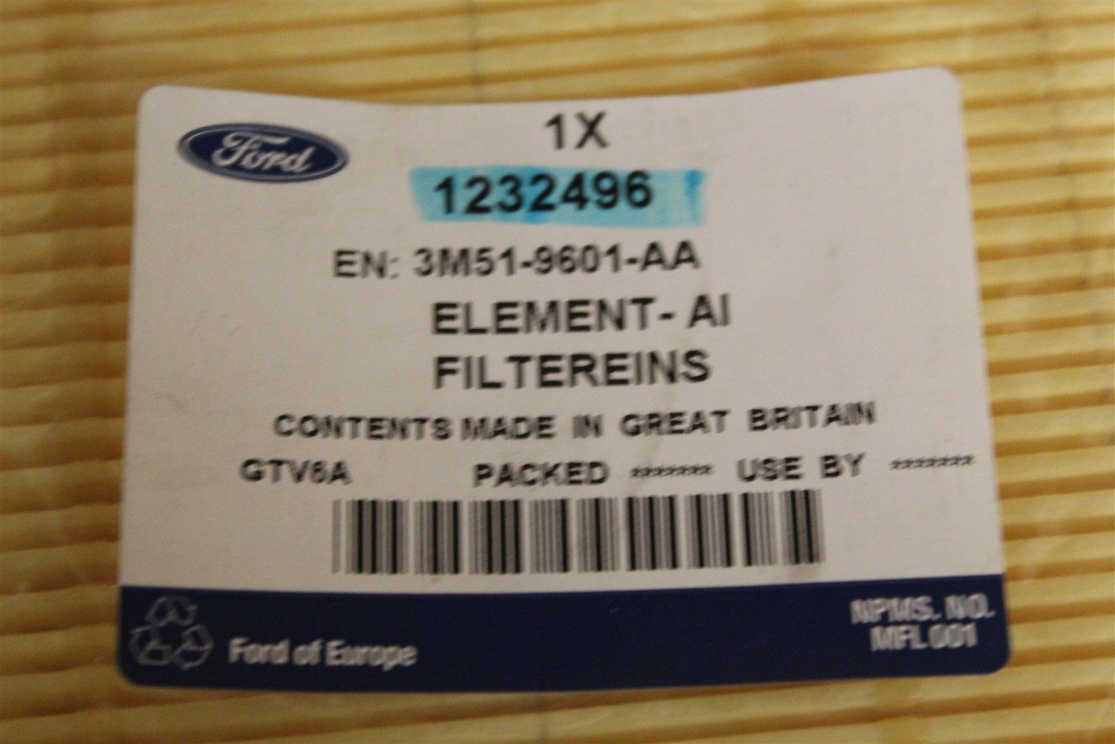 FORD 1232496 Фильтр воздушный C-MAX/FOCUS