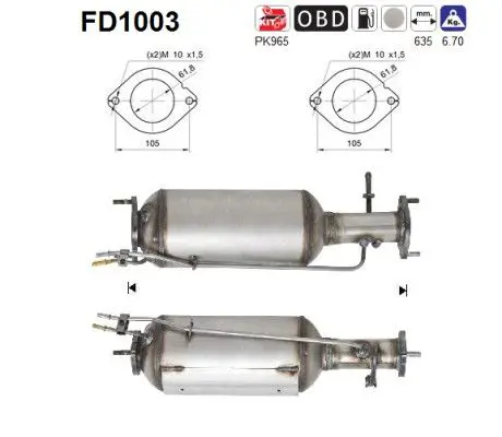 AS FD1003 Сажевый / частичный фильтр,