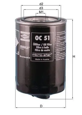 MAHLE OC51OF Фильтр масляный (кратность