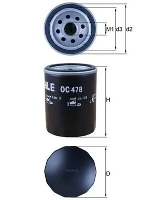 MAHLE OC478 Фильтр масляный TOYOTA LEXUS