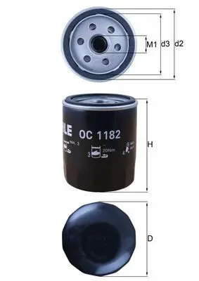 MAHLE OC1182 Фильтр масляный Mazda 3/5/6