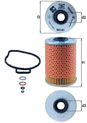 MAHLE OX151D Фильтр масляный (картридж)