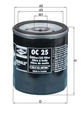 MAHLE OC25 Фильтр масляный BMW: 02 68-77,