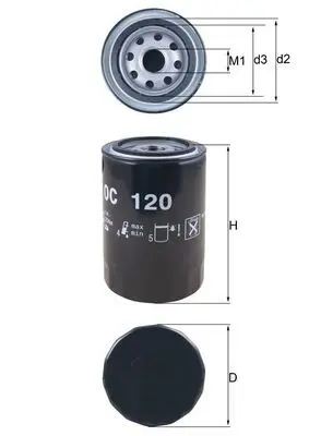 MAHLE OC120 Фильтр масляный DAIHATSU: