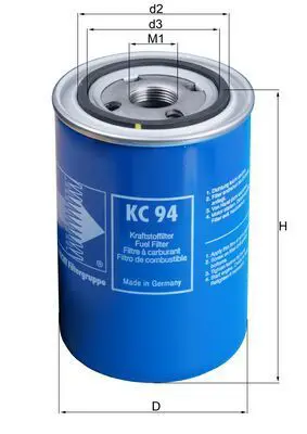 MAHLE KC94 Фильтр топливный 93,6x144