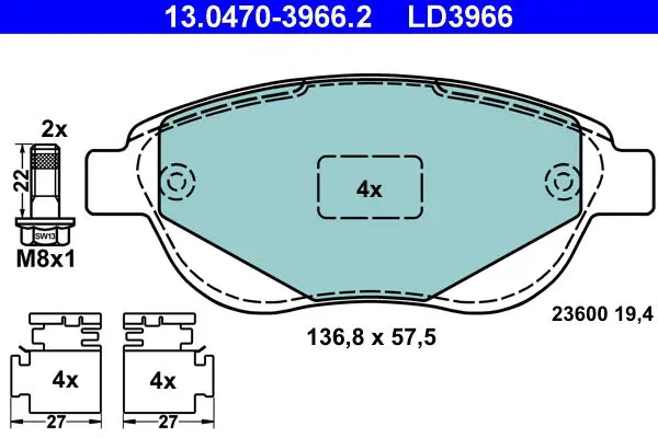 Ate 13047039662 13.0470-3966.2 колодки