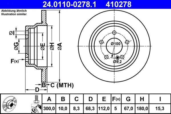 Ate 24011002781 Диск тормозной задн,