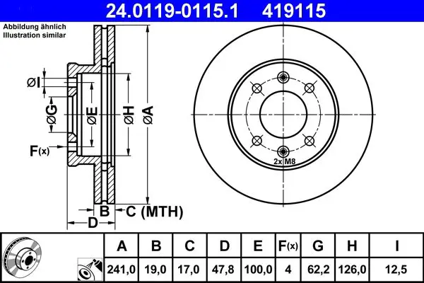 Ate 24011901151 ДИСК ТОРМ HYU GETZ 02- ПЕР