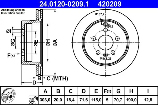Ate 24012002091 24.0120-0209.1 диск тормозной