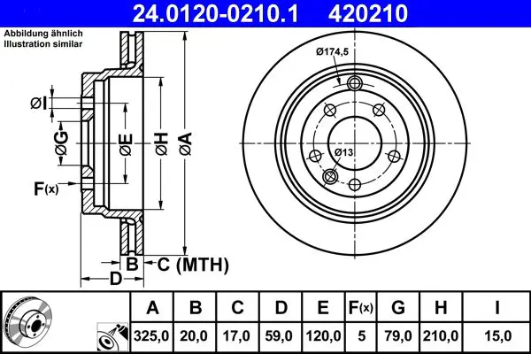 Ate 24012002101 Диск тормозной задн, LAND