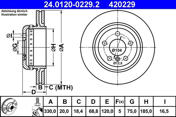 Ate 24012002292 Диск тормозной задн,
