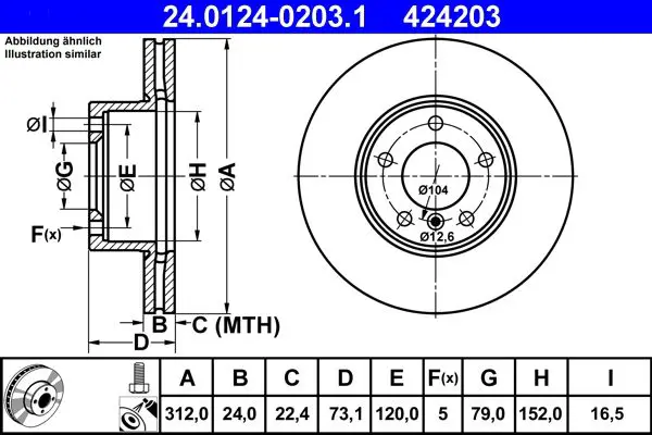Ate 24012402031 Диск тормозной передн, BMW: 3