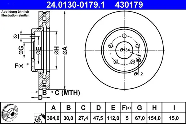 Ate 24013001791 Диск тормозной передн,