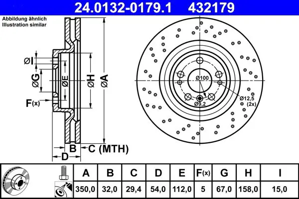Ate 24013201791 Диск торм. передн.вент.350x32