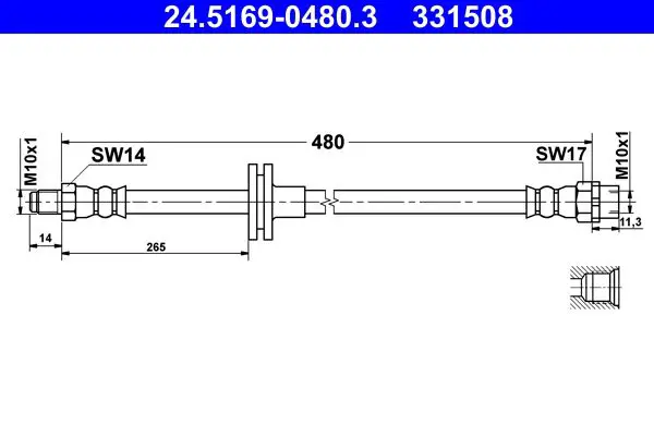 Ate 24516904803 Шланг тормозной передний 480mm