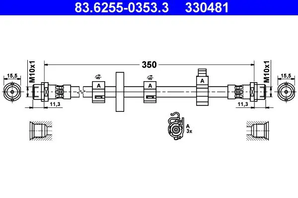 83.6255-0353.3 Шланг тормозной передний L