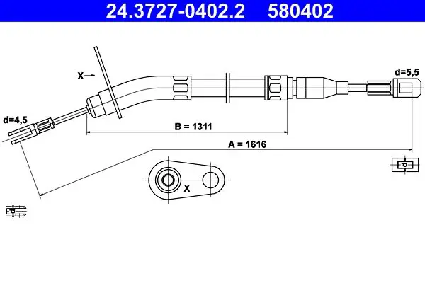 24.3727-0402.2 Трос ручного тормоза R
