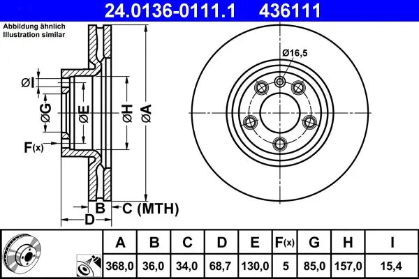 Ate 24013601111 Диск тормозной передн,
