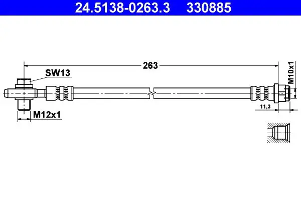ATE 24513802633 Тормозной шланг зад.[275mm]
