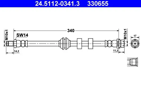 24.5112-0341.3 Шланг торм.пер.FORD FOCUS 