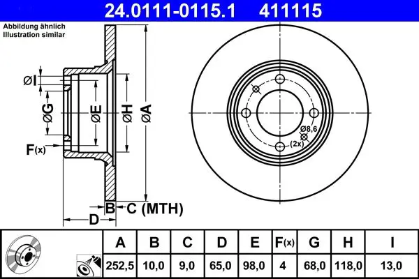 ATE 24011101151 Диск торм. ВАЗ 2101-05