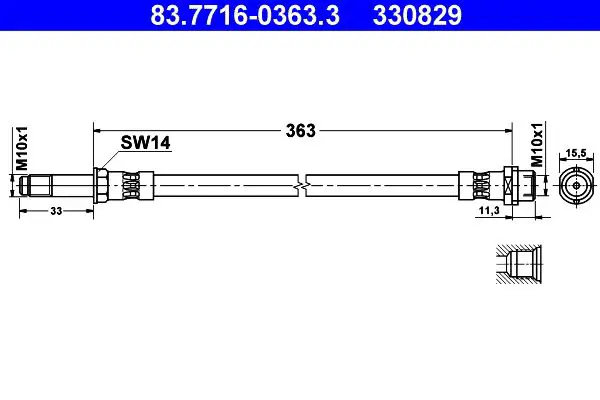 ATE 83771603633 Шланги тормозные FR VAG VW LT,
