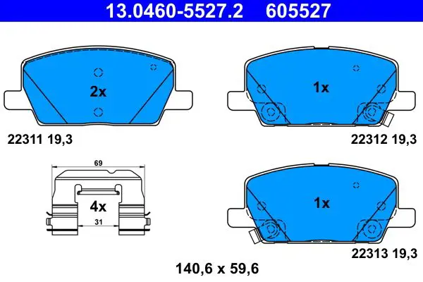 13.0460-5527.2 Комплект тормозных колодок,