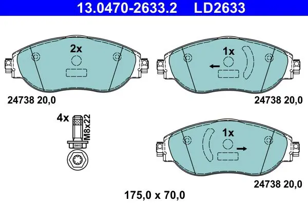 13.0470-2633.2 Комплект тормозных колодок,