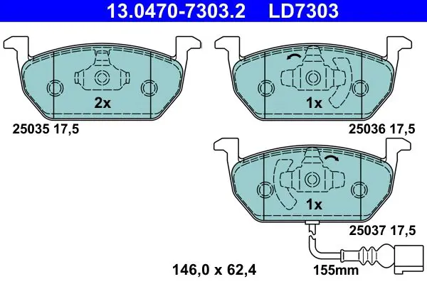 13.0470-7303.2 КОЛОДКИ AUDI A3 12 /SEAT LEON