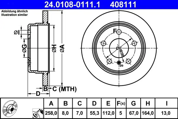 ATE 24010801111 Диск тормозной задние MB