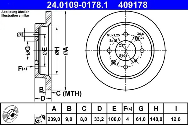 ATE 24010901781 Тормозной диск