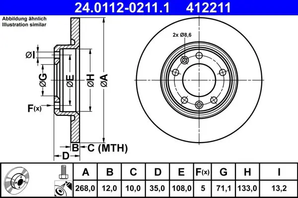 ATE 24011202111 ДИСК ТОРМ CIT C4 II GRAND