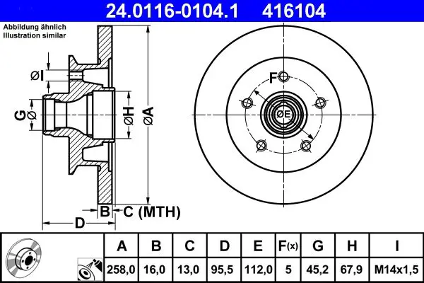 ATE 24011601041 Тормозной диск